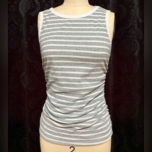 SHEIN Gray & White Striped Ribbed Tank